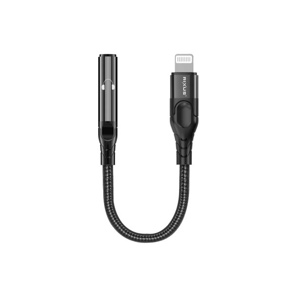 Rixus RXMU36L Lightning Connector to 3.5mm Audio Adapter Female 10cm