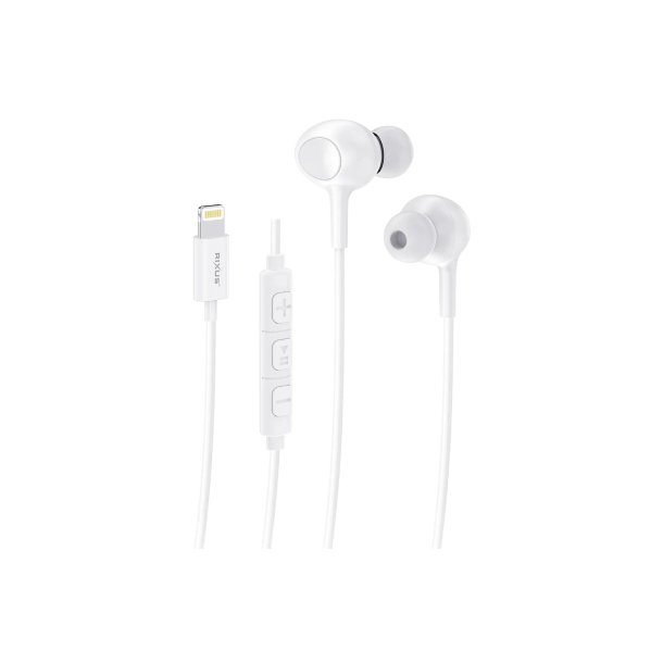 Rixus RXHD56LW Lightning Connector Kablede earbuds med Microphone Hvid