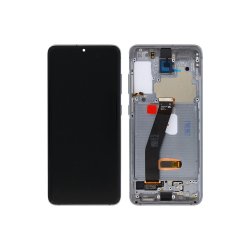 Sk�rm til Samsung Galaxy S20 G980F / S20 5G G981F med ramme Cosmic Gr� Service Pack formonteret