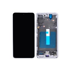 Sk�rm til Samsung Galaxy S21 FE G990B med ramme Hvid Soft-OLED