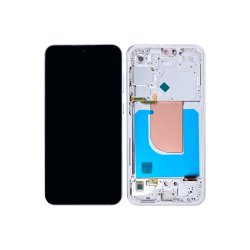 Sk�rm til Samsung Galaxy S23 FE S711B med ramme S�lv Soft-OLED 120Hz