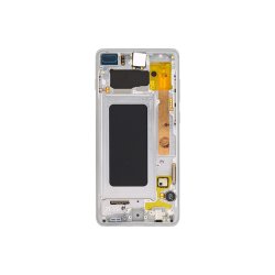 Sk�rm til Samsung Galaxy S10 Plus G975F med ramme Prism Hvid Service Pack