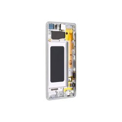 Sk�rm til Samsung Galaxy S10 Plus G975F med ramme Prism Hvid Service Pack