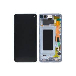 Sk�rm til Samsung Galaxy S10 G973F med ramme Bl� Service Pack