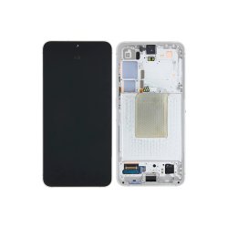 Sk�rm til Samsung Galaxy S24 S921B med ramme Marble Gr� Service Pack formonteret
