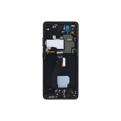 Sk�rm til Samsung Galaxy S21 Ultra 5G G998B med ramme Phantom Sort Service Pack formonteret