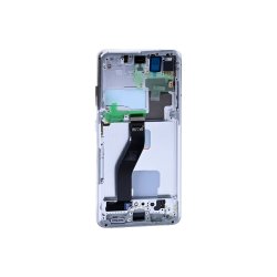 Sk�rm til Samsung Galaxy S21 Ultra 5G G998B med ramme Phantom S�lv Service Pack formonteret