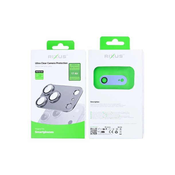 Rixus Ultra Clear kamerabeskyttelse til iPhone 17 Air Sky Bl�