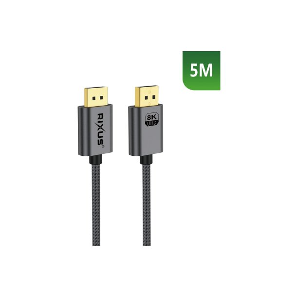 Rixus RXDP15 DisplayPort-kabel 8K 5m Space Gr�