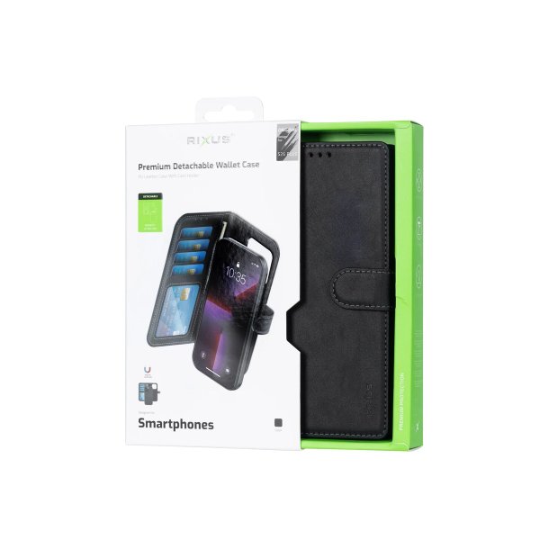 Rixus Duo Magnetic Detachable Wallet Cover med MagSafe til Samsung Galaxy S26 Plus Sort