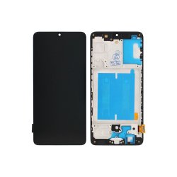 Sk�rm til Samsung Galaxy A41 A415F med ramme Prism Crush Sort Incell