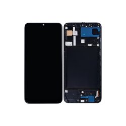 Sk�rm til Samsung Galaxy A70 A705F med ramme Sort Incell