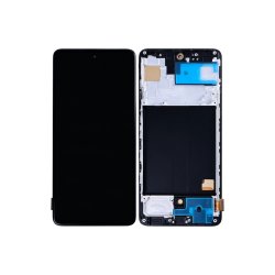 Sk�rm til Samsung Galaxy A51 4G A515F med ramme Prism Crush Sort Incell