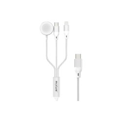 Rixus RXUC33 3 in 1 Watch og Phone Charger Kabel 1.2m 60W Hvid
