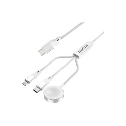 Rixus RXUC33 3 in 1 Watch og Phone Charger Kabel 1.2m 60W Hvid