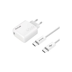 Rixus RXHC45C Hurtigoplader USB-C Kabel 1.8m 45W Hvid