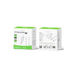 Rixus RXHC45C Hurtigoplader USB-C Kabel 1.8m 45W Hvid