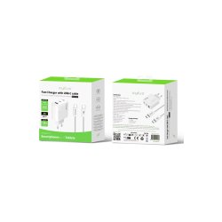 Rixus RXHC65C Hurtigoplader USB-C Kabel 1.8m 65W Hvid