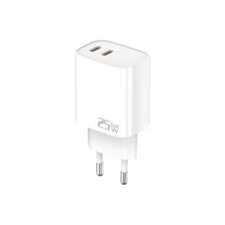 Hurtigoplader CH25WC2 Dual USB-C Ports 25W Hvid