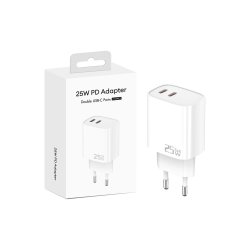 Hurtigoplader CH25WC2 Dual USB-C Ports 25W Hvid