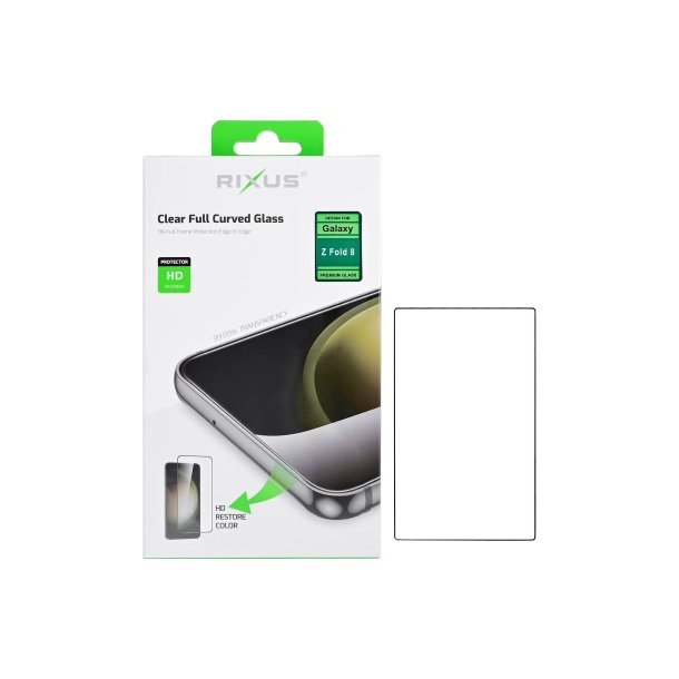 Rixus sk�rmbeskyttelse til Samsung Galaxy Z Fold8 H�rdet glas Clear HD Full Cover Curved Edge