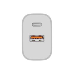Hurtigoplader CH30AC USB-A og USB-C to porte 30W Hvid