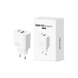 Hurtigoplader CH30AC USB-A og USB-C to porte 30W Hvid