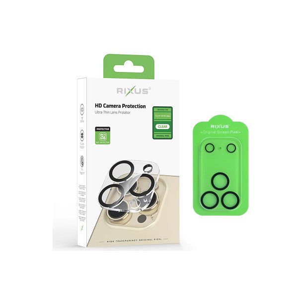 Rixus Clear HD kamerabeskyttelse i h�rdet glas til iPhone 18 Pro Max