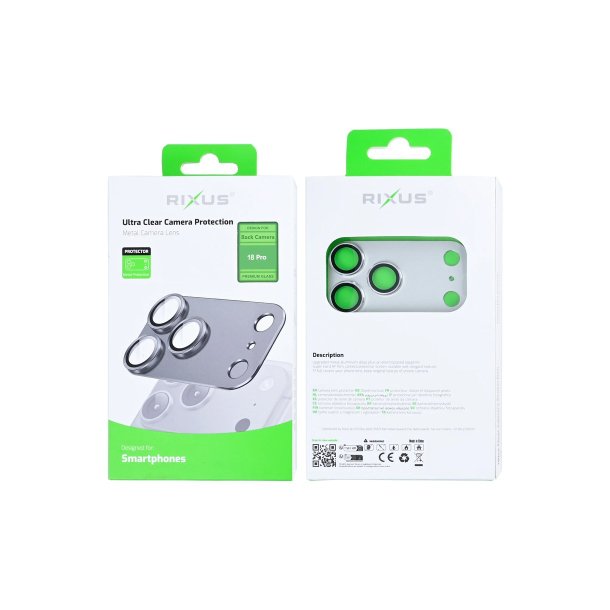 Rixus Ultra Clear kamerabeskyttelse til iPhone 18 Pro S�lv
