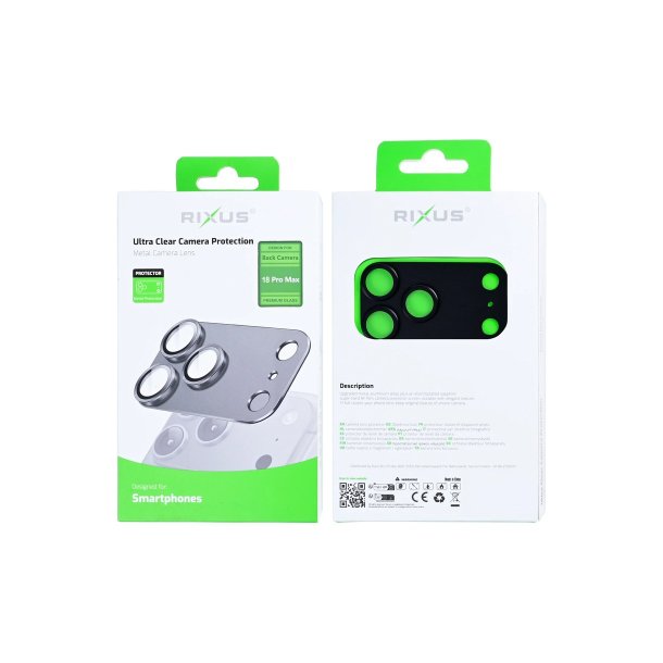 Rixus Ultra Clear kamerabeskyttelse til iPhone 18 Pro Max Sort