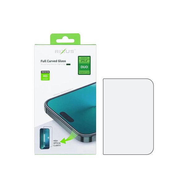Rixus sk�rmbeskyttelse til iPhone Duo H�rdet glas Clear HD Full Cover Curved Edge