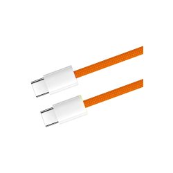 Til iPhone 15, 16, 17 serien USB-C til USB-C Woven Kabel US70001M 100cm 60W Orange