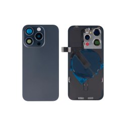 Bagglas til iPhone 15 Pro med NFC og forst�rret kameraramme Bl� Titanium Kompatibel