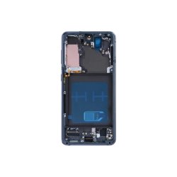 Sk�rm til Samsung Galaxy S21 G991B med ramme Phantom Gr� Soft-OLED 120Hz