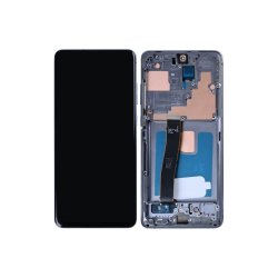 Sk�rm til Samsung Galaxy S20 Ultra G988B med ramme Cosmic Gr� Soft-OLED 120Hz
