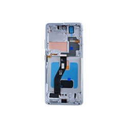 Sk�rm til Samsung Galaxy S21 Ultra 5G G998B med ramme Phantom S�lv Soft-OLED 120Hz