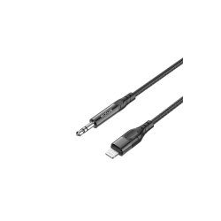 Rixus 3, 5 mm til Lightning kabel braided 1.2m Sort RXMU35L