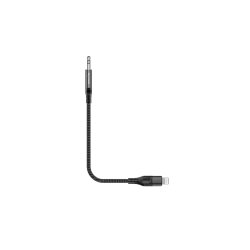 Rixus 3, 5 mm til Lightning kabel braided 1.2m Sort RXMU35L