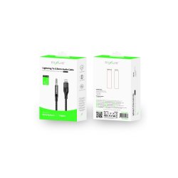 Rixus 3, 5 mm til Lightning kabel braided 1.2m Sort RXMU35L