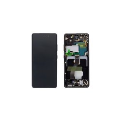 Samsung Galaxy S21 Ultra 5G G998B Sk�rm med ramme Phantom Black 5G Display og Digitizer Service Pack