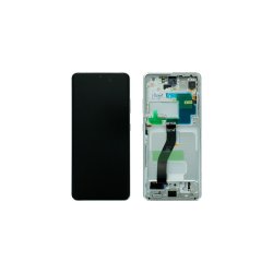 Samsung Galaxy S21 Ultra 5G G998B Sk�rm med ramme Phantom Silver 5G Display og Digitizer Service Pack