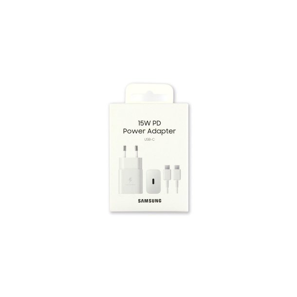 Samsung 15W oplader med kabel USB-C Hvid Original Retail Box