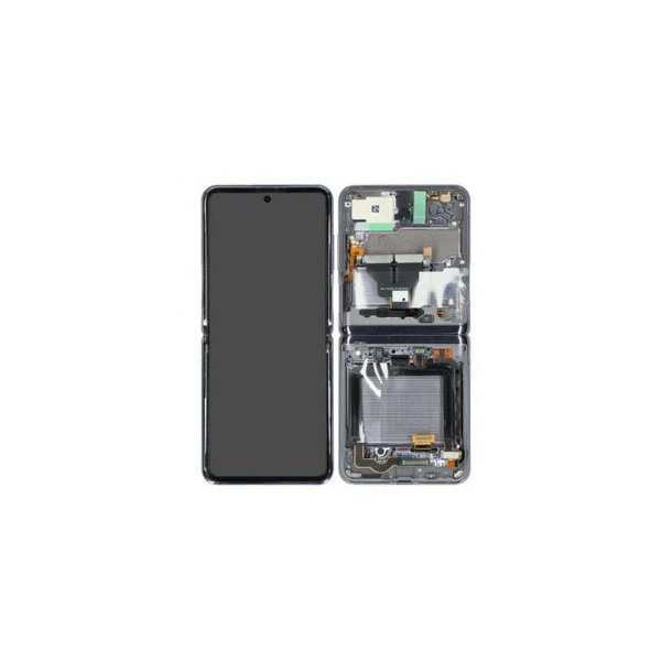Samsung Z Flip3 (5G) F711B Sk�rm med ramme S�lv Display og Digitizer Service Pack