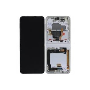 Samsung Z Flip3 (5G) F711B Sk�rm med ramme Cream Display og Digitizer Service Pack