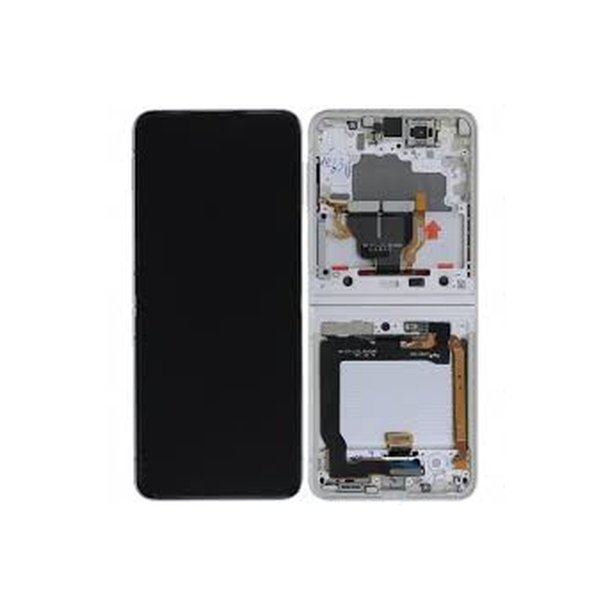Samsung Z Flip3 (5G) F711B Sk�rm med ramme Cream Display og Digitizer Service Pack