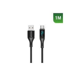 Rixus USB-C kabel braided LED Display 1m Sort RXUC28AC