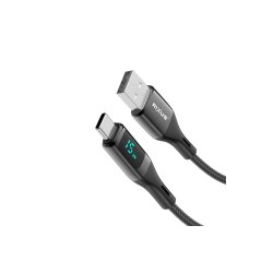 Rixus USB-C kabel braided LED Display 1m Sort RXUC28AC
