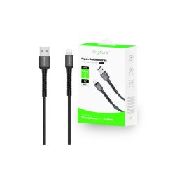 Rixus Lightning kabel braided 1.2m Sort RXU71A