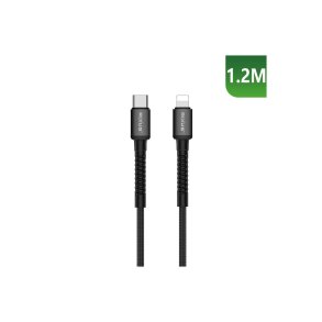 USB-C til Lightning Ladekabel Flettet 1,2m Sort Rixus RXU71CA