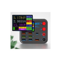 Multifunktionel 8-Port USB-Ladestation med M�ledisplay